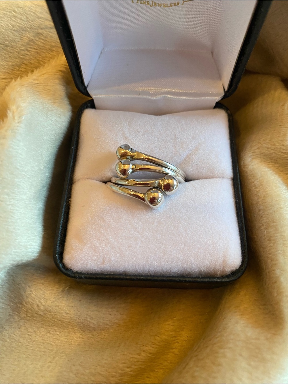 Sterling Silver Sculptural Ball Accent Ring - Silver